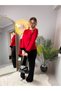 Long Sleeve Basic Blouse with Fur Detail on the Sleeves Modal Fabric Red - 3131 - 4