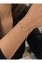 Women's Bracelet with Gold Color Stones and Flat Heart Figures