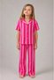 Girl's Striped Nightgown Brown Pajama Set - 4