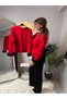 Long Sleeve Basic Blouse with Fur Detail on the Sleeves Modal Fabric Red - 3131 - 2