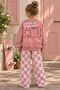 Girl's Checkerboard Patterned Oversize 3-Yarn Sweatshirt and Wide-Leg Sweatpants Set - 2