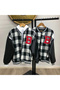 Marchè Bien Women's Gingham Pattern Letter Embroidered College Jacket - Black - 2