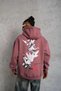 Men's 3 Thread Cotton Hooded Printed Oversize Sweatshirt Hoodie with Pockets - Dusty Rose - 4