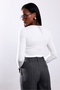 Ecru Drop Collar Ribbed Blouse 2260 - 5