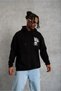 Marchè Bien Men's 3 Thread Cotton Hooded Printed Oversize Sweatshirt Hoodie with Pockets - Black