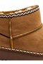Women's Tan Fur-Lined Suede Look Thick Sole Winter Short Boots - 7
