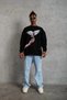 Men's Dove Printed 3 Thread Crew Neck Cotton Sweatshirt - Black - 2