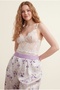 Women's Lilac Floral Patterned Triple Pajama Set with Robe, Stylish Home Wear - 4