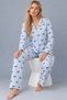 Marchè Bien Women's Shirt Collar Patterned Double Yellow Pajama Set 4795 - 4
