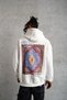 Men's 3 Thread Cotton Hooded Printed Oversize Sweatshirt Hoodie with Pockets - White - 3