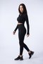 Seamless High Waist Tummy Control Leggings and Zipper Crop Top Women's Fitness Set - 5
