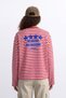 Unisex Oversize Long Sleeve T-Shirt 100% Cotton Striped Star Printed Boxy Fit T-Shirt