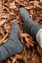Egyptian Men's Alpaca Wool Ribbed Winter Double Sock Socks Grey-Anthracite - 6