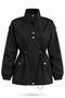 Black Stand Collar Epaulet Detailed Short Trench Coat 01100