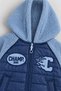 Boy's Quilted Plush Sleeve Hooded College Jacket - 4
