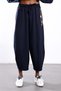 Navy Blue Accessory Detailed Elastic Waist Trousers 51489 - 5