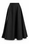 Black Slit Flared Midi Skirt