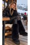 Black Lux Soft Textured Plush Women's Leggings - 2