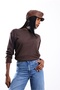 Brown Crew Neck Basic Long Sleeve T-Shirt 151357 - 4