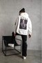 Marchè Bien Berkek 3 İplik Pamuklu Kapüşonlu Baskılı Cepli Oversize Sweatshirt Hoodie - Eyaz - 2