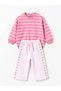 Girl's Pink Striped Heart Top and Bottom Set - 2