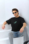 Men's Short Sleeve Summer T-Shirt Crew Neck Printed Oversize T-Shirt - Black - 7