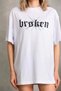 Women's Short Sleeve Summer T-Shirt Crew Neck Printed Oversize T-Shirt - White - 3