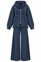 Navy Blue Hooded Knitwear Set - 0511