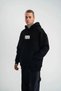 Men's 3 Thread Cotton Hooded Patched Embroidered Hoodie Sweatshirt - Black - 4