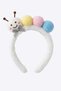Pink Plush Hair Crown with Cute Caterpillar Figure and Colorful Pom Poms - Fun Makeup Face Washing Crown - 2