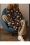 Half-Zip Patterned Faux Wool Zipper Sweatshirt