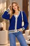 New Season Women's Sports Striped Buttoned Knitwear Cardigan