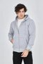 Marchè Bien Men's 3 Thread Cotton Zippered Hooded Kangaroo Pocket Hoodie Cardigan Sweatshirt - Gray - 3