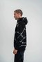 Men's Hooded Foil and Panel Printed Hoodie Sweatshirt- Black - 3