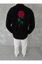 Men's 3-Thread Cotton Pack Crew Neck Front and Back Printed Sweatshirt - Black - 2