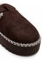 Women's Brown Fur Suede Look Thick Sole Winter Slippers - 7