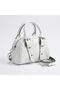 Mini White Shiny Leather Look Handbag and Crossbody Strap Women's Bag - 4