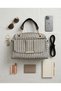 Gray Self-Patterned Women's Bag with Gold Detail and Soft Texture, with Crossbody Strap - 3
