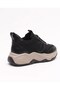 Women's Black Thick Sole Lace-Up Comfortable Daily Sports Walking Shoes Sneaker - 7