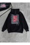 Men's Hooded Sweatshirt with Kangaroo Pocket, 3 Thread Cotton Printed Hoodie - Black - 6