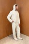 Men's Double Face Basic Hooded Set Beige - 3