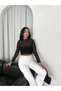 Women's Lace Long Sleeve Blouse - Black - 3