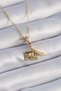 316L Steel Gold Color Heart Detail Letter Figure Charm Model Women's Necklace