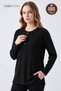Women's Winter Twisted Patterned 4-Button Knitwear Look Mother's Combed Cotton Blouse - 2