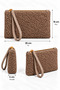 Women's Mink Plush Wristlet Bag with Zipper, Soft Textured Portfolio & Clutch Bag - 2