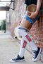 2 Pairs of Bad Girl Written Striped Above-Knee Women's Socks - 4