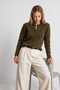 Wool Blend Buttoned Knitwear Cardigan Lyy0148 Khaki - 3
