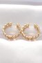 Brass Gold Color Chain Model Hoop Earrings - 2