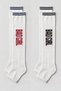2 Pairs of Bad Girl Written Striped Above-Knee Women's Socks