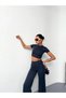 Marchè Bien Kadın Osy Modal Soft Textured Fabric Short Sleeve Crop Bottom Spanish Leg Pants Double Ta - 2